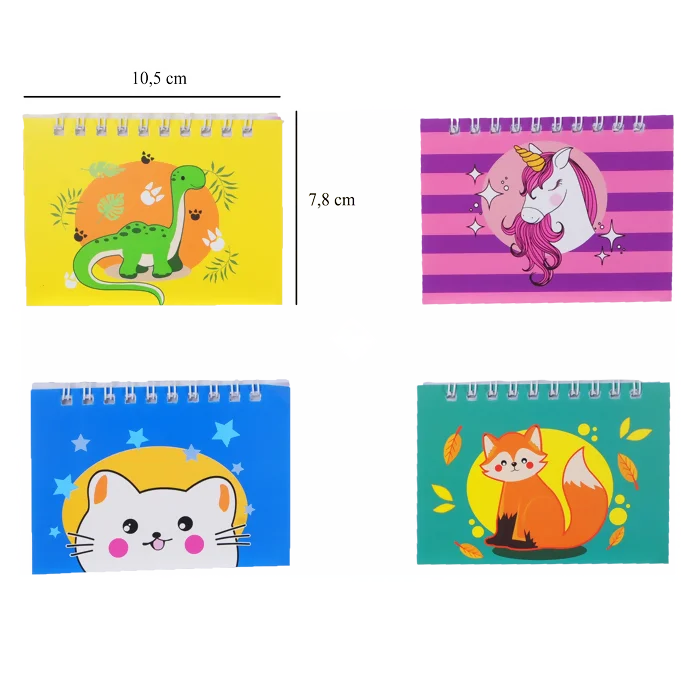 assortiment de 4 carnets avec une illustration d'animaux