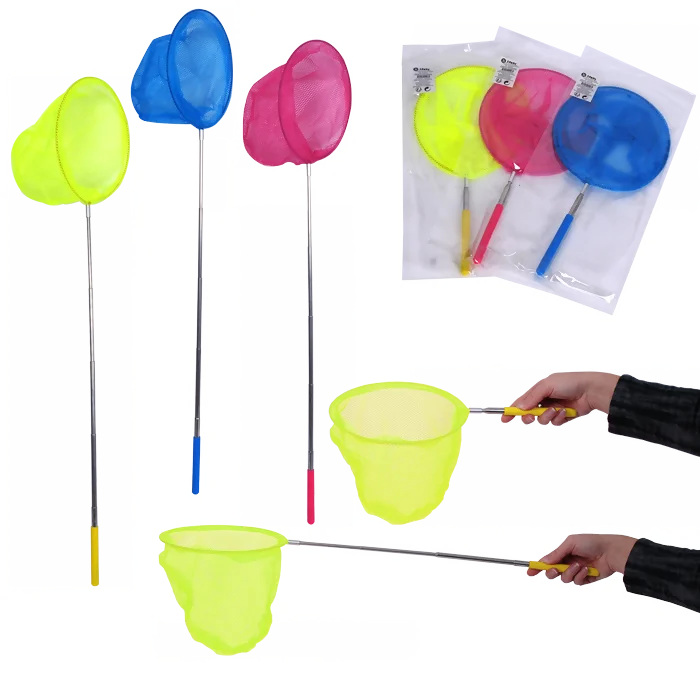 lot de 3 épuisettes, coloris jaune, rose ,bleu
