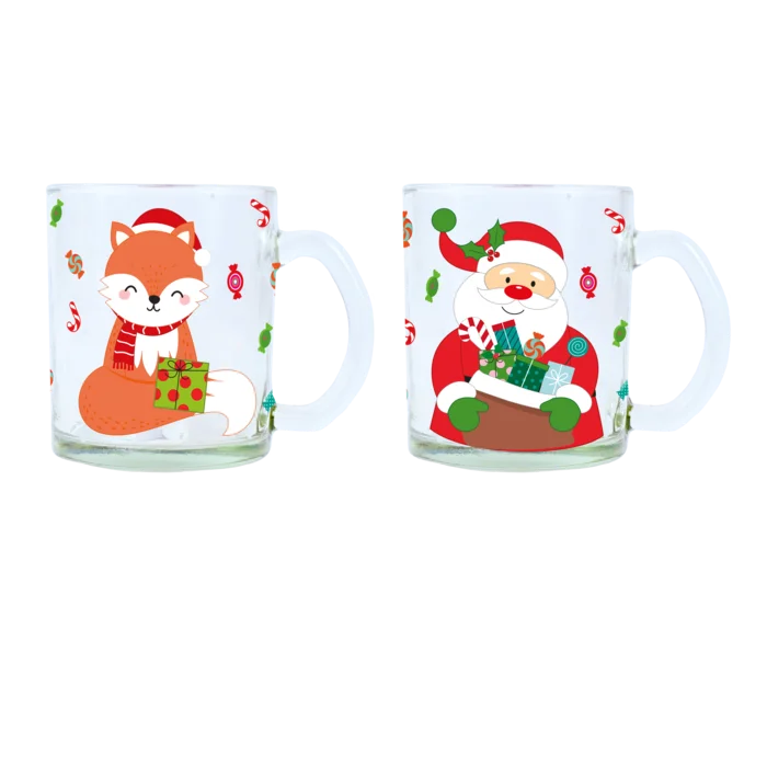 mug 11oz renard et Père Noël 2ass de la marque SANDY. Réf. VDQ300.