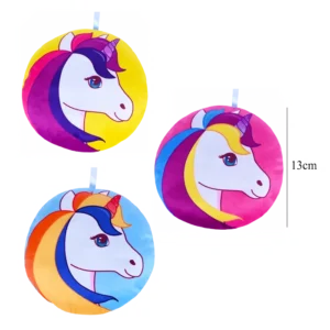 PELUCHE RONDE DECOR LICORNE 3ASS 13CM