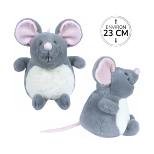 PELUCHE SOURIS GRISE 23CM