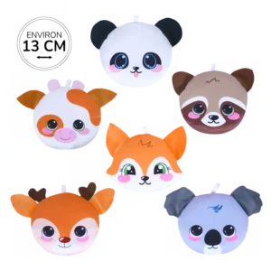 PELUCHES ANIMAUX TETE 6ASS 13CM