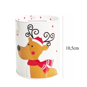 TIRELIRE RONDE RENNE DE NOEL 8,5 x 10,4CM