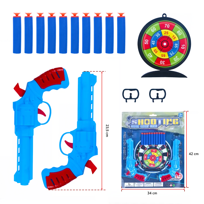 lot de 2 Pistolets à fléchettes et leur cible