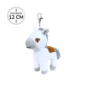 Peluche porte-clés cheval blanc marque Bozami