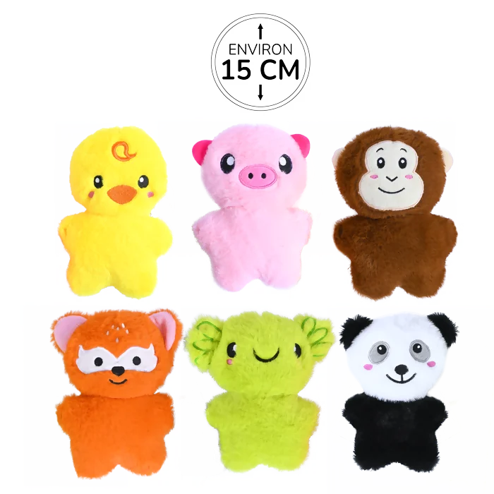 Assortiment de peluches animaux de 15cm