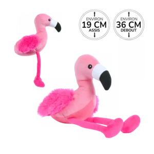 Peluche flamant rose de 36 cm debout