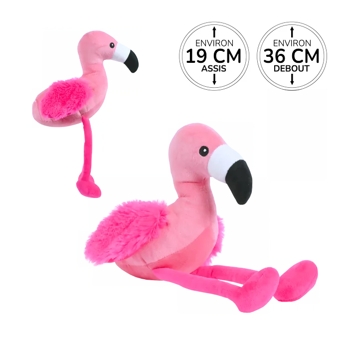 Peluche flamant rose de 36 cm debout