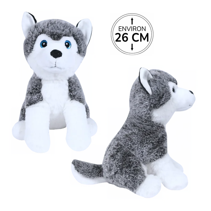 Peluche husky assis de 26cm