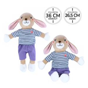 Peluche lapin avec tshirt marque Crapouille
