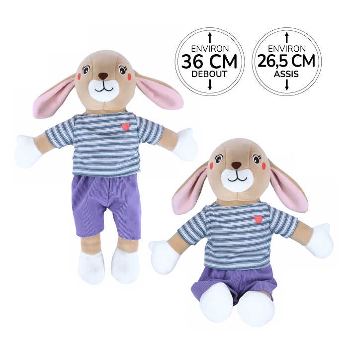Peluche lapin avec tshirt marque Crapouille