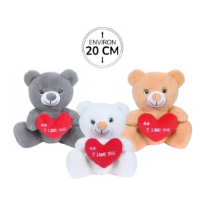 Peluche ourson de 20cm avec un cœur marqué love