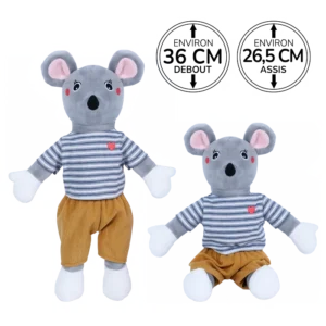 Peluche souris avec tshirt marque Crapouille
