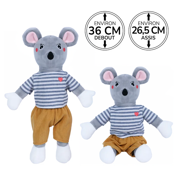 Peluche souris avec tshirt marque Crapouille