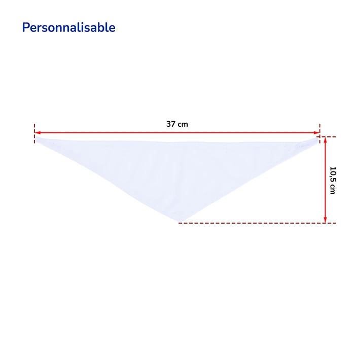 Bandana blanc personnalisable pour peluche, 37cm de long et 10,5cm de haut