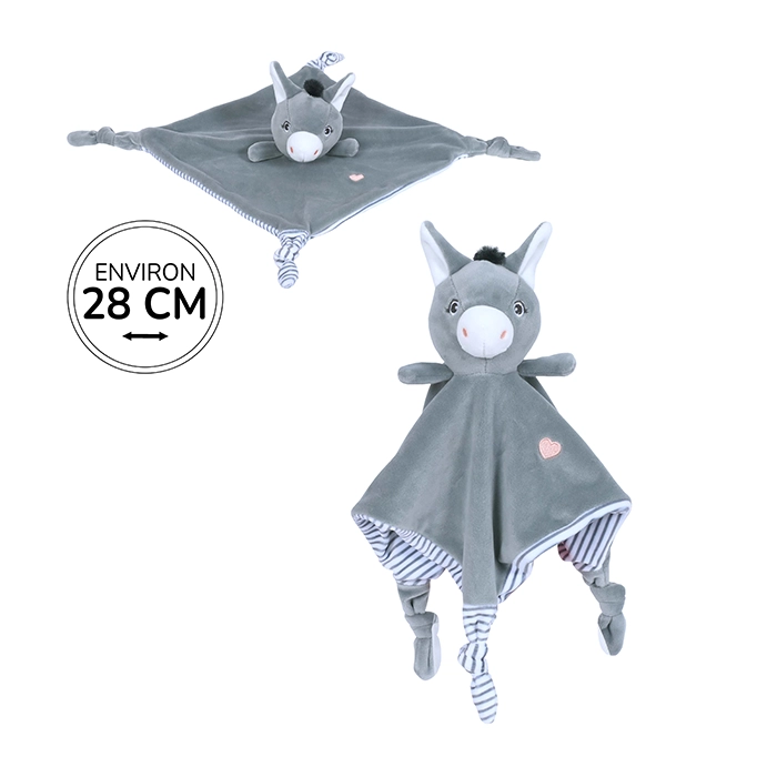 Doudou carré âne, 28cm