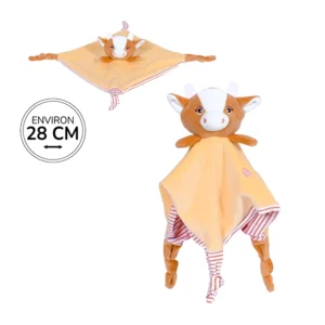 Doudou carré vache, 28cm