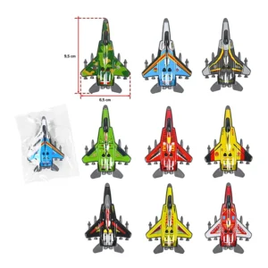 Assortiment de 9 avions à rétro fiction multi couleurs, 9,5 de long et 6,5cm de large