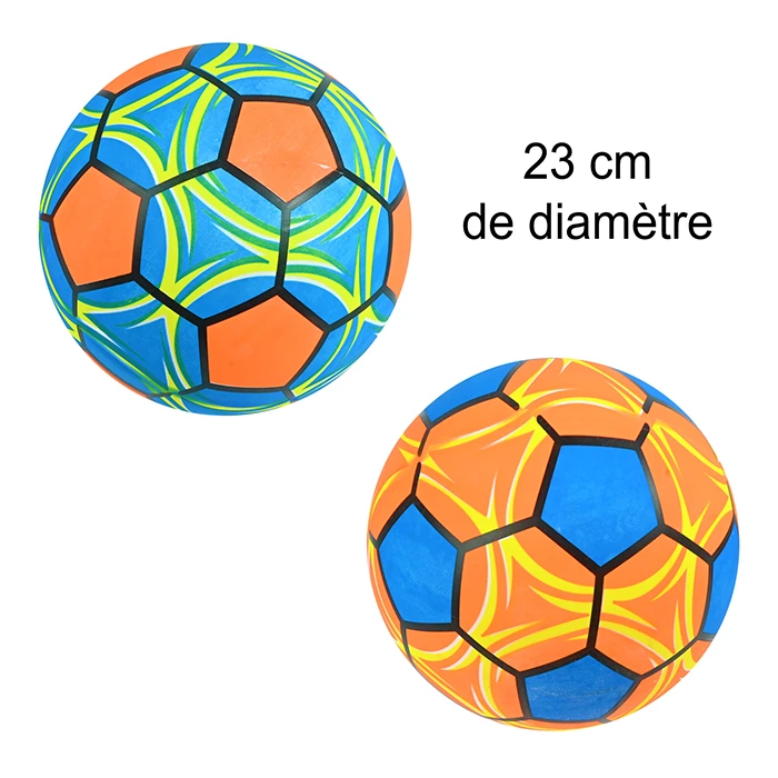 Jouet ballon de foot 2 assortis (orange, bleu et jaune), taille : 23cm de diamètre