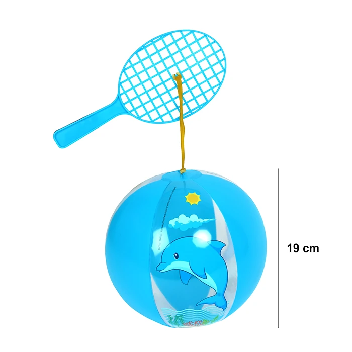 Jouet ballon raquette dauphin bleu, diamètre ballon : 19cm