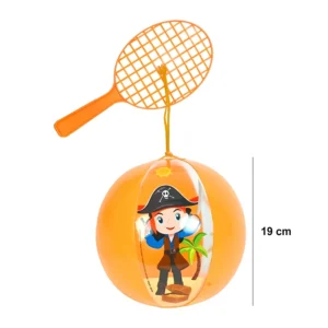 Jouet ballon raquette pirate orange, diamètre ballon : 19cm