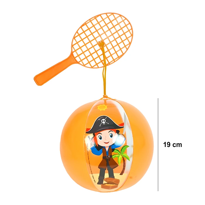 Jouet ballon raquette pirate orange, diamètre ballon : 19cm