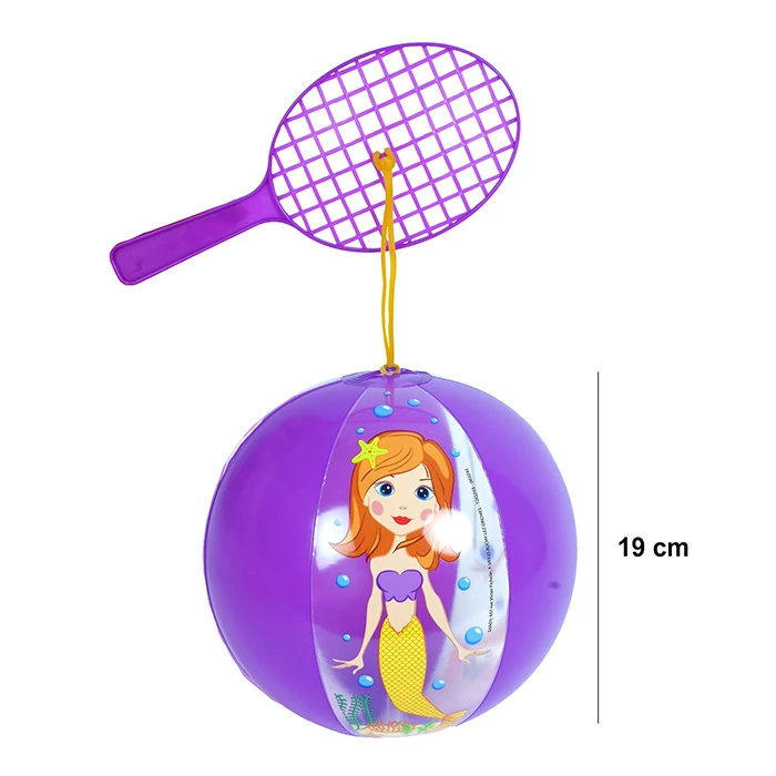 Jouet ballon raquette sirène violet, diamètre ballon : 19cm