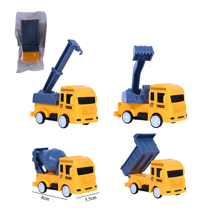 Jouet camion de chantier 4 assortis, taille camion : 8cm de long et 3,5cm de large