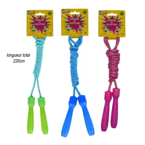 Jouet corde à sauter 3 coloris (vert, bleu et rose), taille corde à sauté : 230cm de long