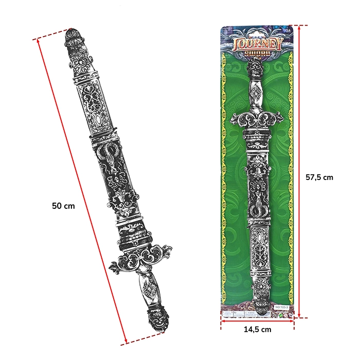 Jouet épée fantastique, taille carte : 57,5cm de haut et 14,5cm de large