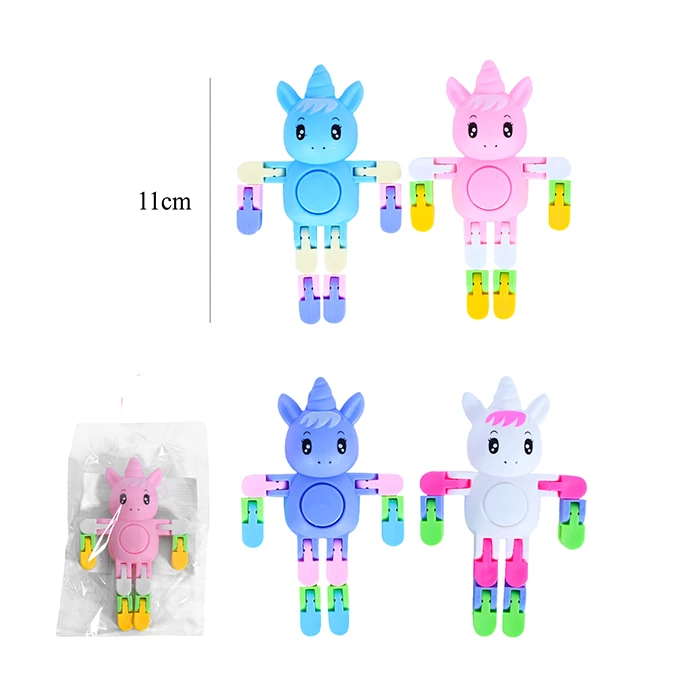 Jouet licorne articulée 4 coloris multicolores, 11cm de haut