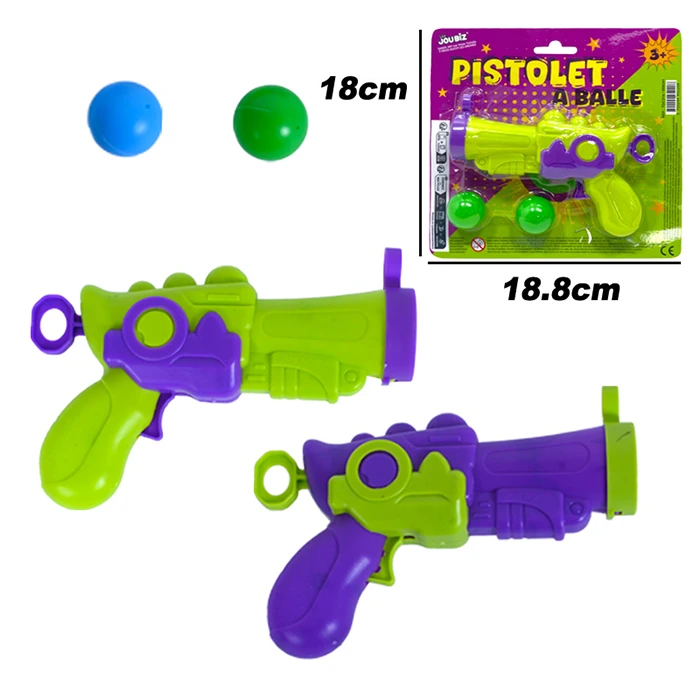 Jouet pistolet avec balles 2 assortis, taille carte : 18cm de haut et 18,8cm de large