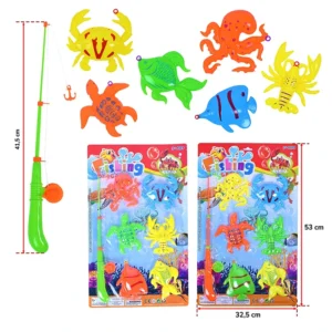Assortiment de 2 set de jeu de pêche, taille carte : 53cm de haut et 32,5cm de large