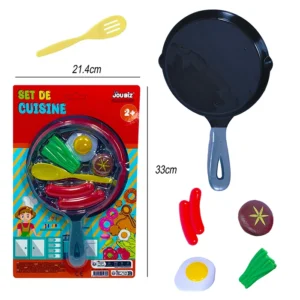 Jouet set poêle et accessoires cuisine, taille carte : 21,4cm de large et 33cm de haut