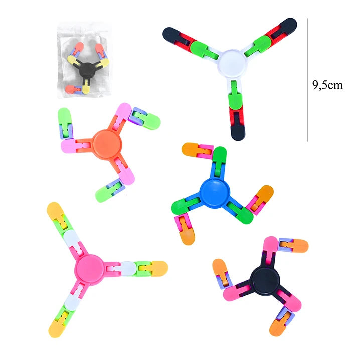 Jouet toupie articulée 5 coloris multicolores, 9,5cm de haut