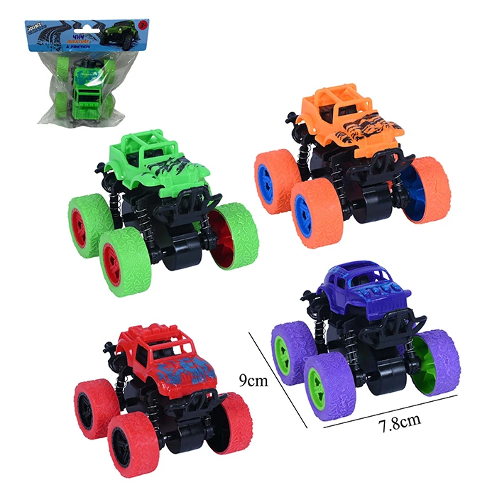 Jouet voiture 4x4 4 coloris (vert, orange, rouge et violet), taille 9cm de long et 7,8cm de large