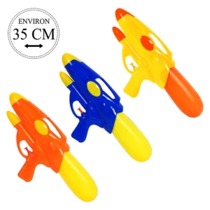 Jouets pistolet à eau 3 coloris (orange et jaune, bleu et jaune et jaune et orange) 35cm de long