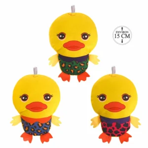 Peluche canard habillé 3 assortis, 15cm de haut