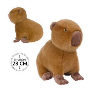 Peluche capybara assis, 23 cm de haut