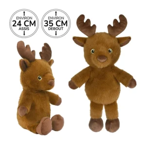 Peluche cerf marron, 24cm de haut