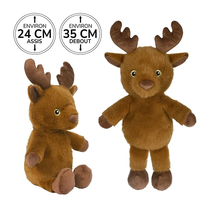 Peluche cerf marron, 24cm de haut