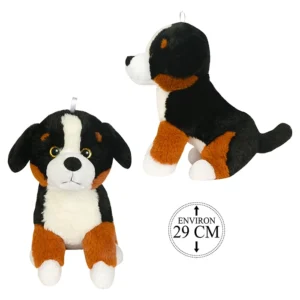 Peluche chien bouvier bernois assis, 29cm de haut