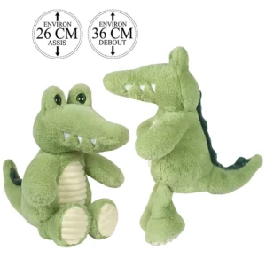 Peluche crocodile, 26cm assis et 36cm debout
