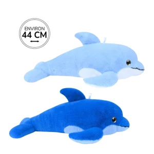 Peluche dauphin 2 coloris (bleu clair et bleu foncé), 44cm de long