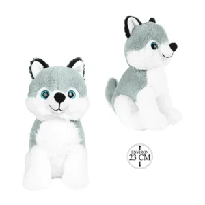 Peluche husky assis, 23cm de haut
