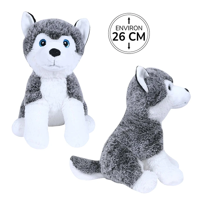 Peluche husky assis, 26cm de haut