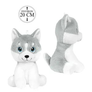 Peluche husky assis, 20cm de haut