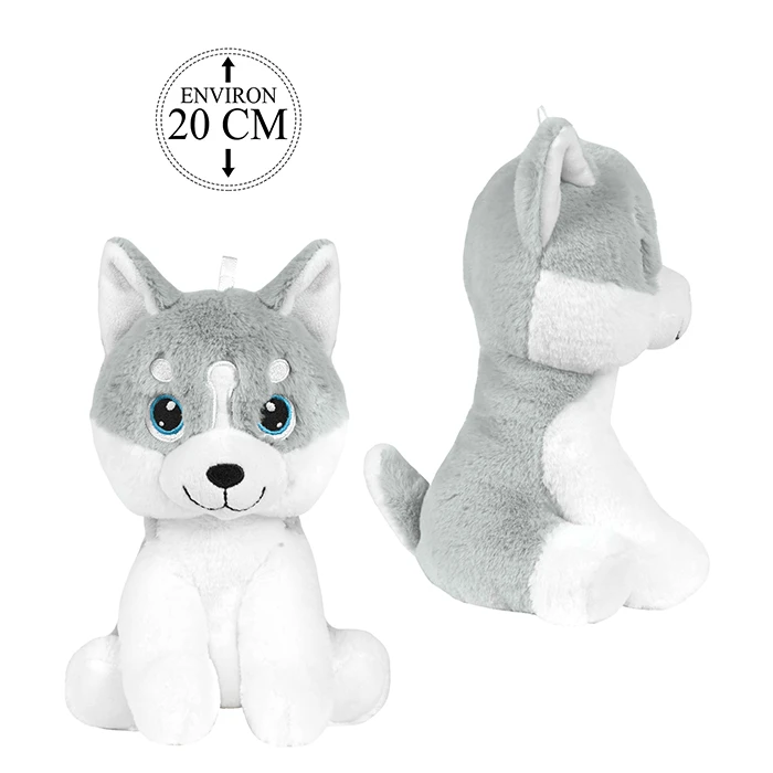 Peluche husky assis, 20cm de haut