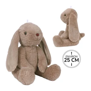 Peluche lapin marron assis 25cm de haut