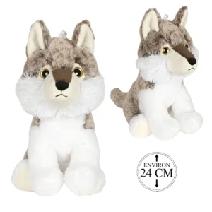 Peluche loup gris et blanc 24cm de haut